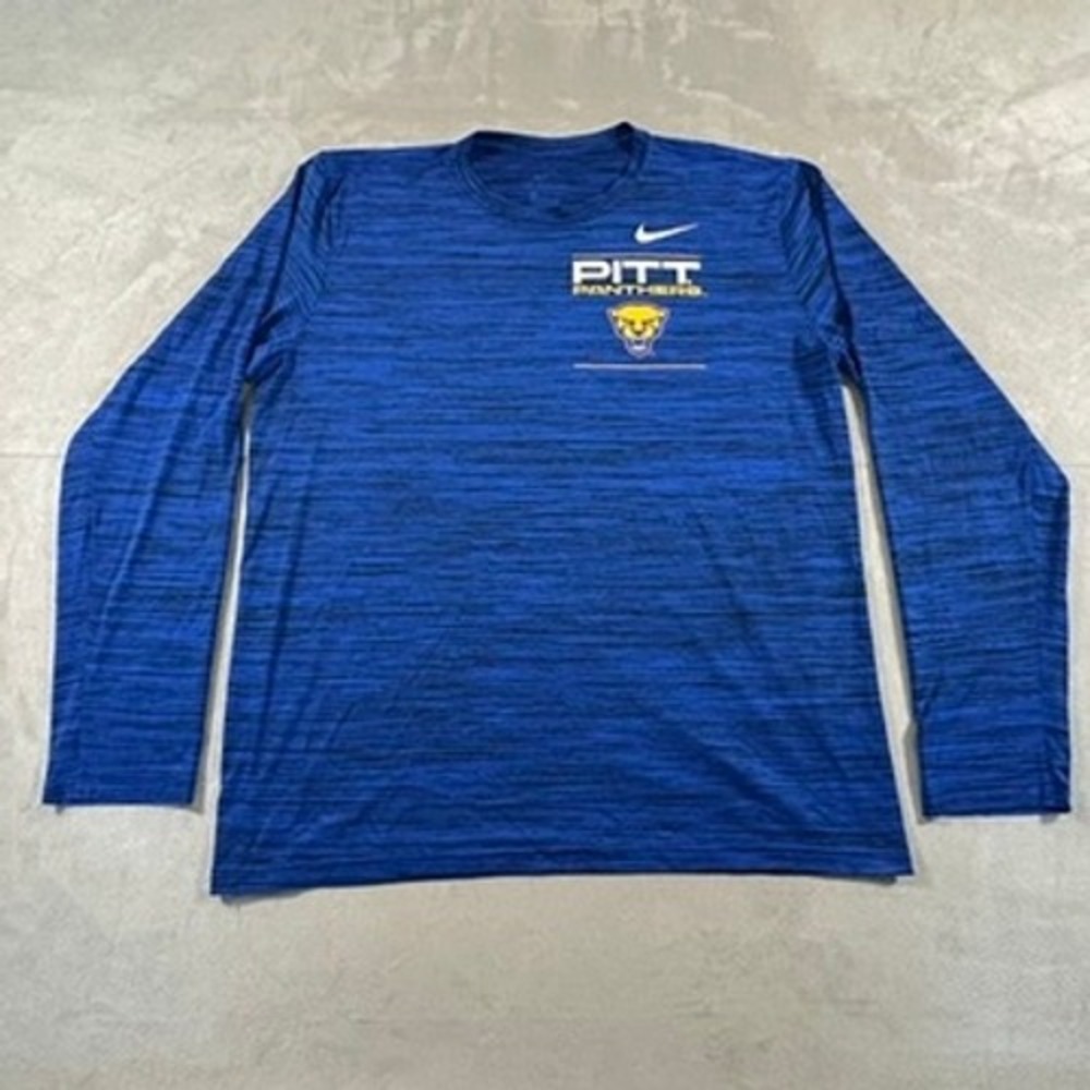 Nike Pitt Panthers Long Sleeve Shirt Mens Dri-FIT Space Dye Large Blue